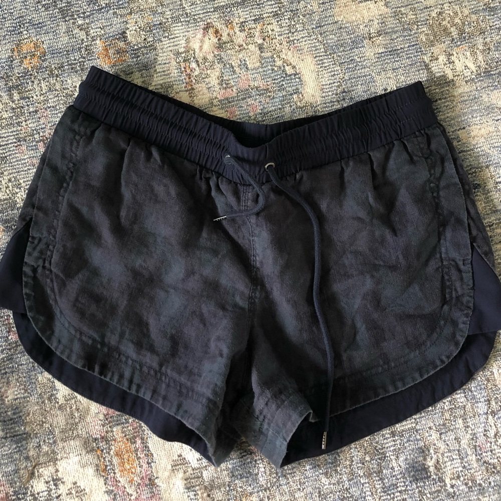 Navy Camo Print Athleta Linen Shorts